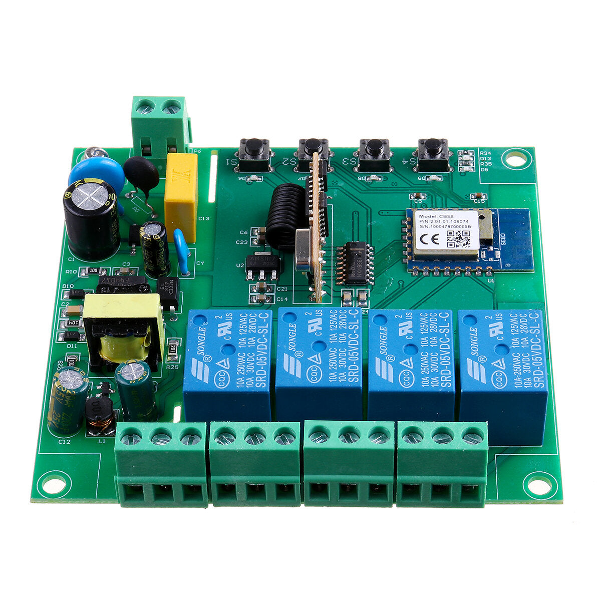 tuya 4-weg wifi bluetooth-afstandsbedieningsrelaismodule ac220v 433mhz voeding mobiele app-bediening smart switch