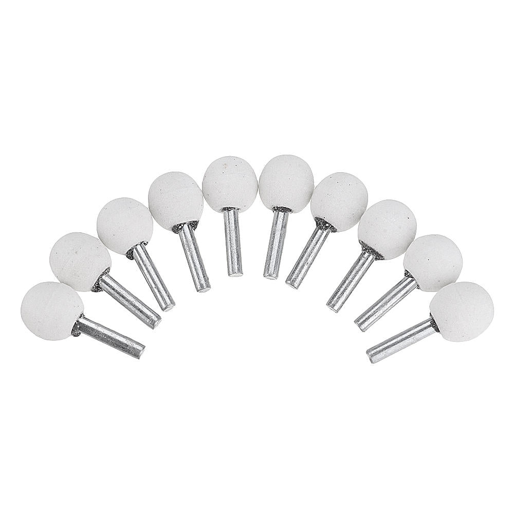 10 stuks 3x12/6x22/6x25mm schurende gemonteerde slijpsteen sferische kop wiel schuurmiddelen voor rotary tool