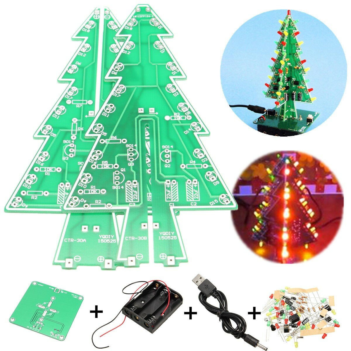 dhz kerstboom led-knipperlicht kit circuit board mold green xmas