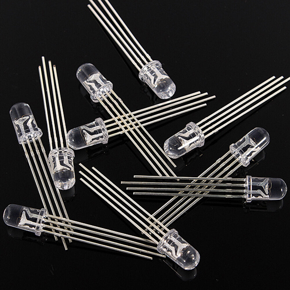 50 stuks 5mm full-color led rgb gemeenschappelijke anode vier voeten transparant hoogtepunt kleur licht 5mm diode colorful