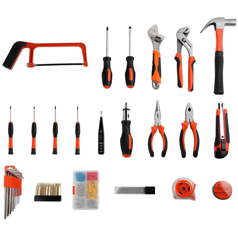 9/25/82/100 stuks huishoudelijke reparatieset set hammer liniaal handgereedschapsset met plastic gereedschapskist