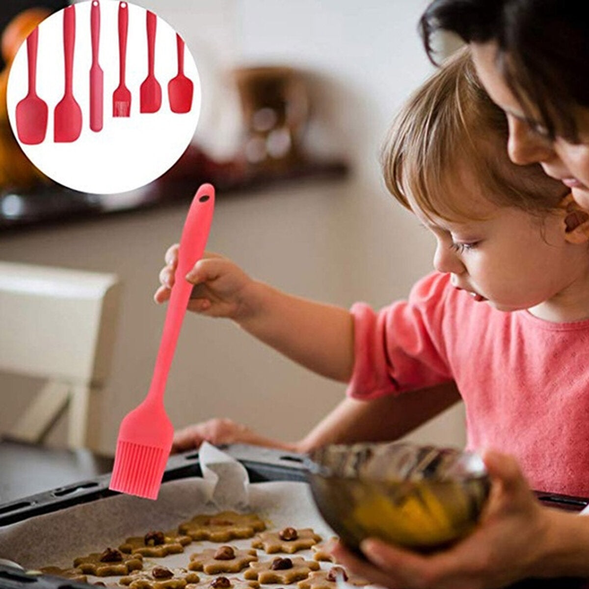 6 stuks non-stick rubber spatel set hittebestendige spatel keukengerei set gereedschap kit