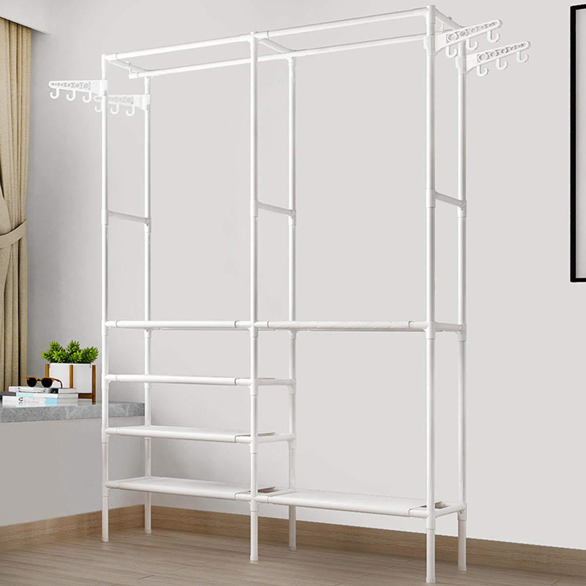 staande landing garderobe portable hanger holder duurzame kleding organizer huishoudelijke kledingrek plank rack