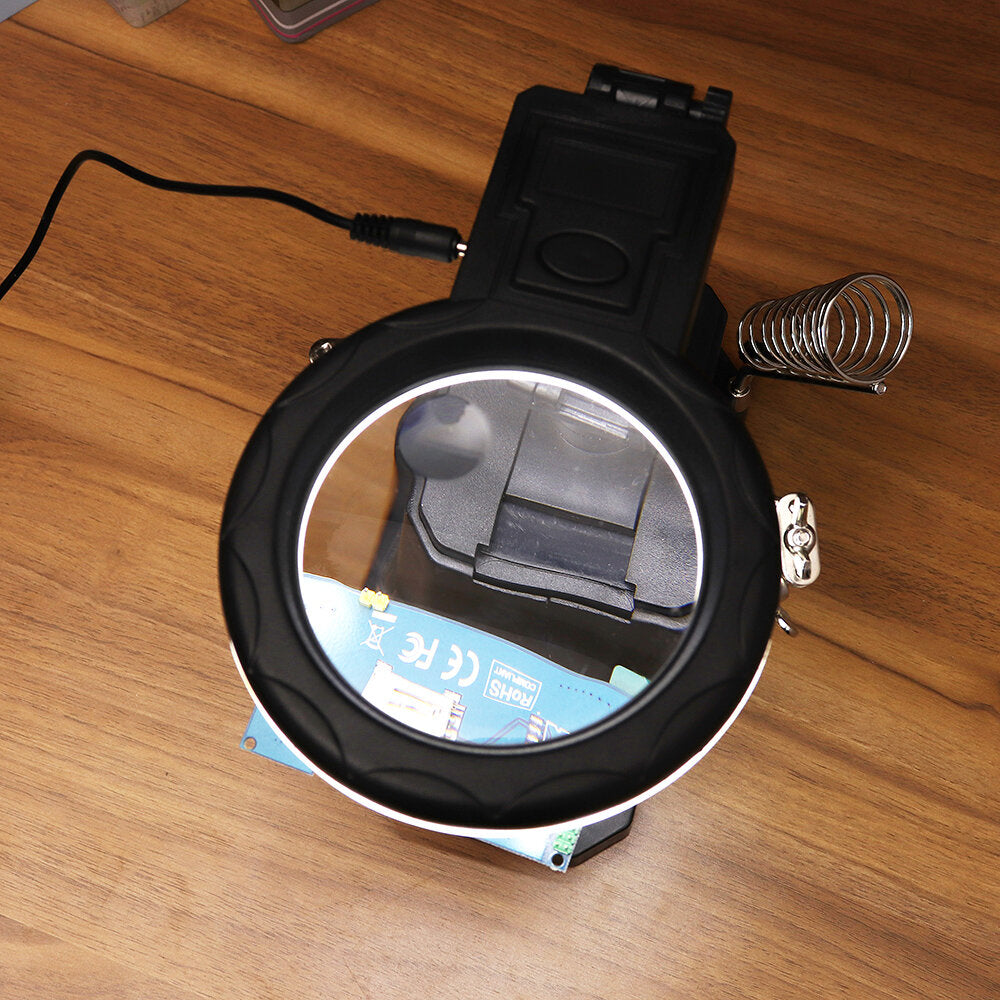 3x/4.5x/25x soldeerbout stand holder tafel vergrootglas verlichte vergrootglas derde hand vergrootglas met led-verlichting