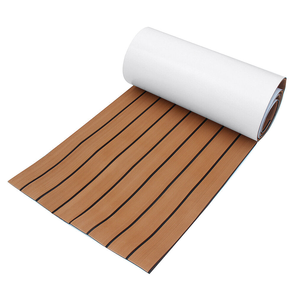 6mm 45x240 cm eva foam teak dekblad zelfklevende boot jacht synthetische decking foam vloermat bruin met zwarte strepen