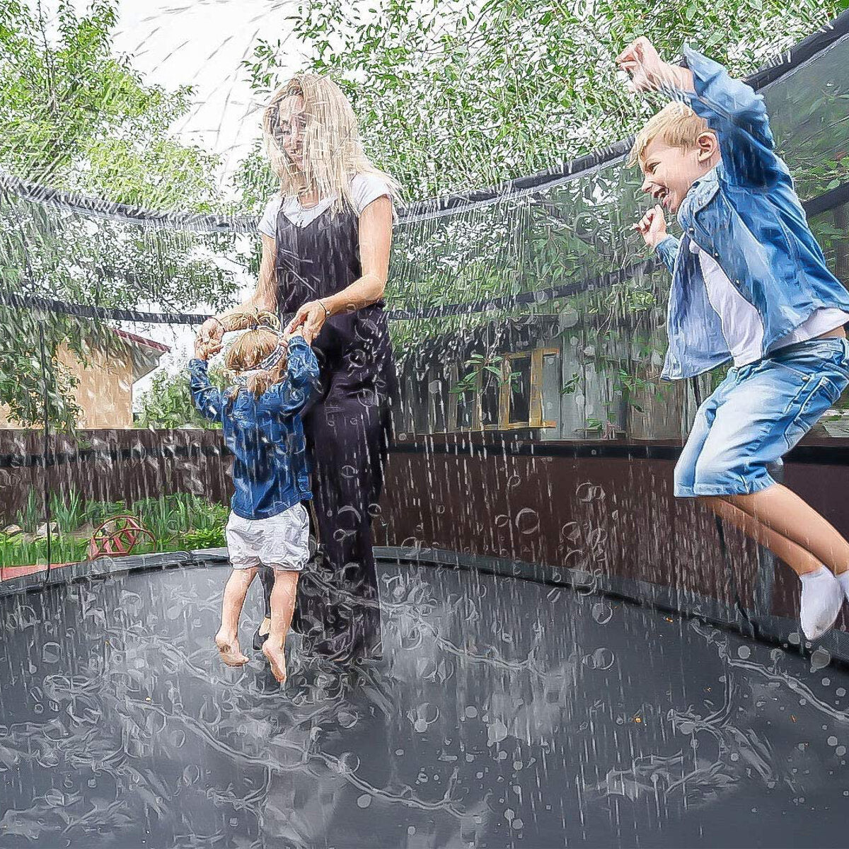 12 m sproeislang trampoline sprinkler waternevel kinderen outdoor enjoy zomer achtertuin waterpark spel