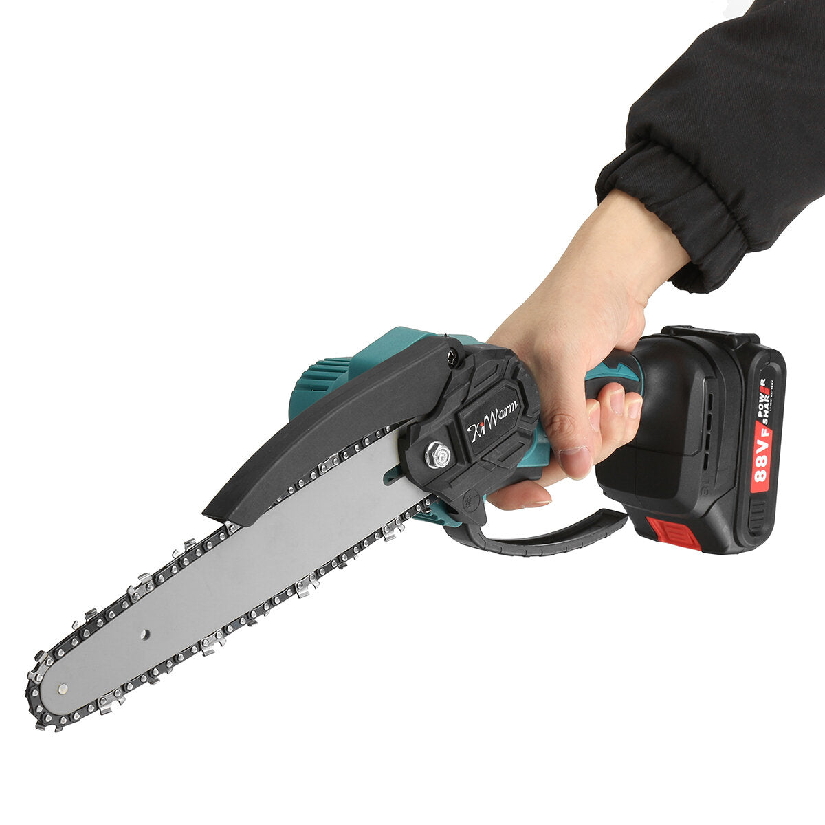 kiwarm 88vf 8-inch borstelloze draagbare elektrische zaag snoeikettingzaag oplaadbare houtbewerking elektrisch gereedschap houtsnijder met 1/2 batterij eu/us-stekker