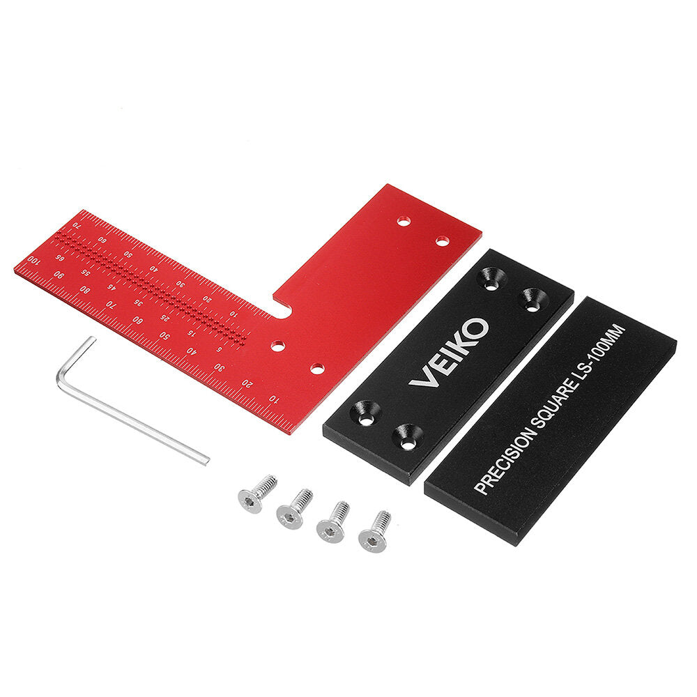100 mm/4 inch aluminiumlegering houtbewerkingsliniaal precisievierkant gegarandeerd t-snelheidsmetingen liniaal voor meten: