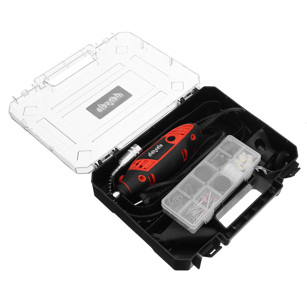 mensela rt-w1 130w roterende gereedschapsset elektrische boor mini-slijpmachine variabele snelheid met 200-delige accessoires flexibele as en draagtas voor slijpen snijden houtsnijwerk schuren en graveren