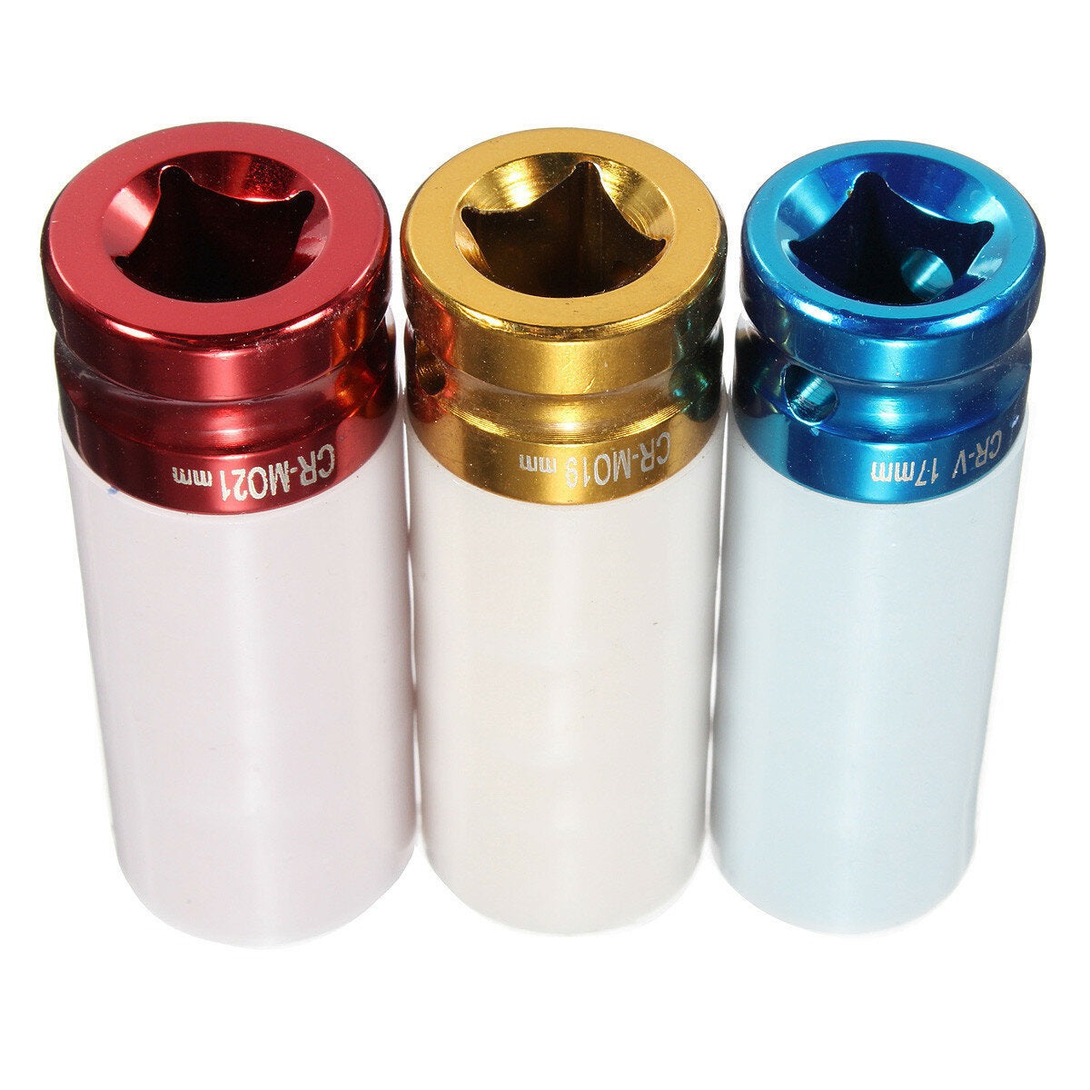3 stuks cr-mo 1/2 17mm 19mm 21mm lichtmetalen wiel impact moer socket set muur diepe slagcontact