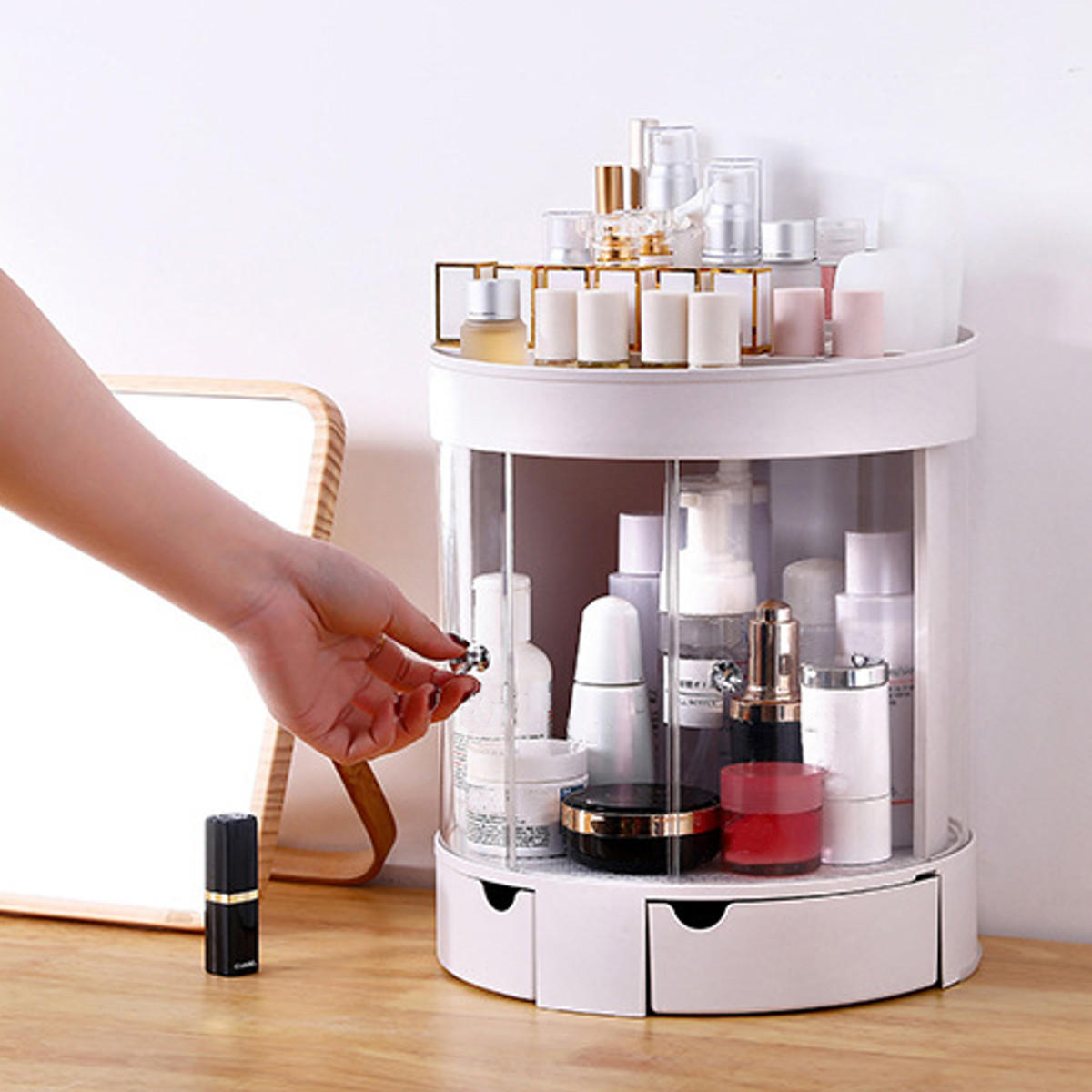 3-laags transparante deur desktop make-up cosmetische organisator opbergtas lade