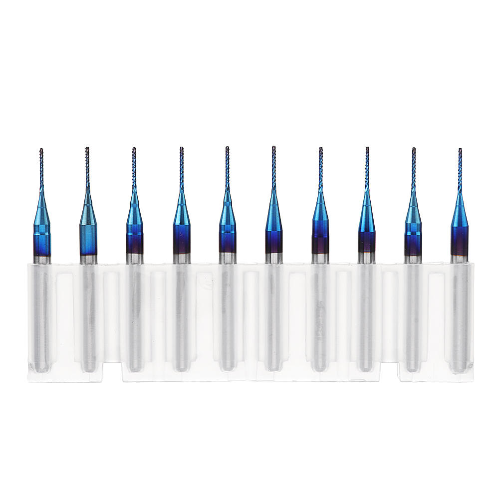10 stuks 0.5-1.0mm blue naco coated pcb bits carbide engraving frees for cnc tool rotary burrs