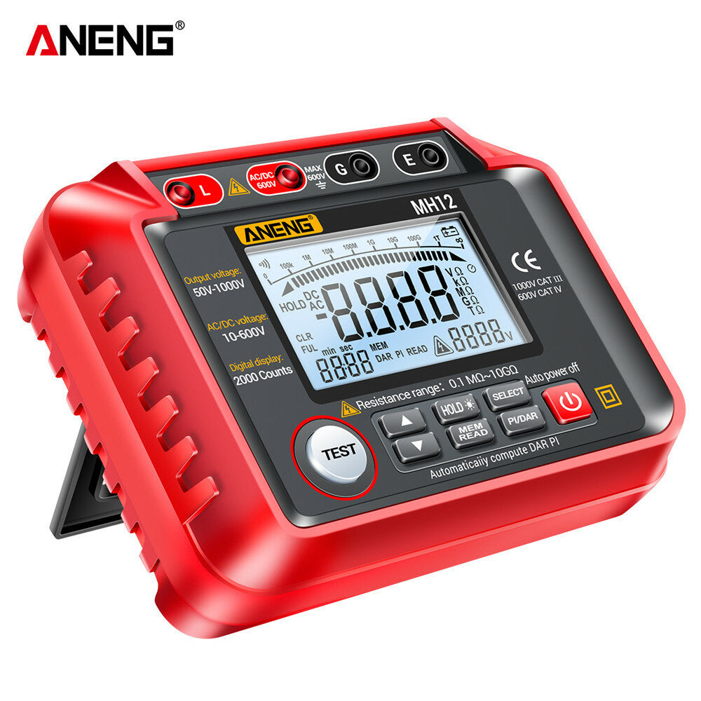 aneng mh12 isolatie aardweerstandstester digitale meter ac dc ampèremeter transistor tester lcd megohmmeter meter voltmeter detecteren