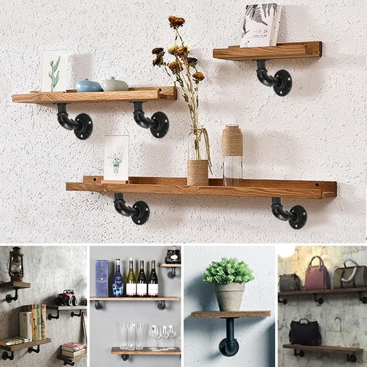 2 stuks steampunk industriële stalen buizen fittings steigerplank plank beugels
