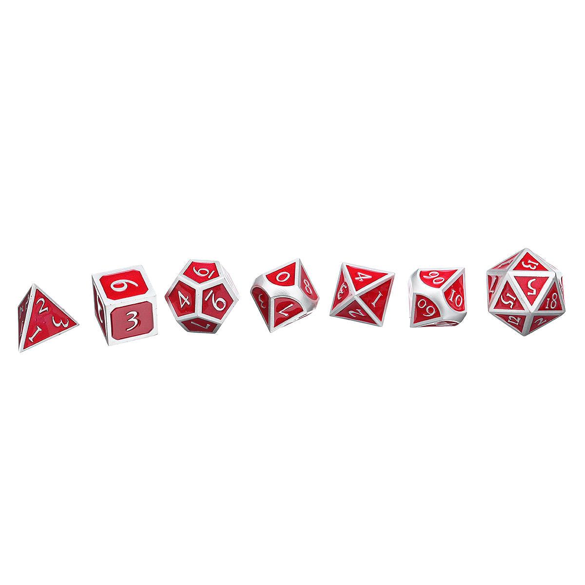 rode antieke kleur solide metalen polyhedral dobbelstenen rollenspel rpg gadget 7 dobbelstenen set met tas