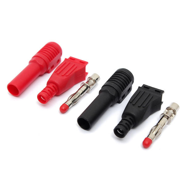 hoogwaardige 4 mm banana rechterhoekige plug kabel soldeer connector zwart en rood