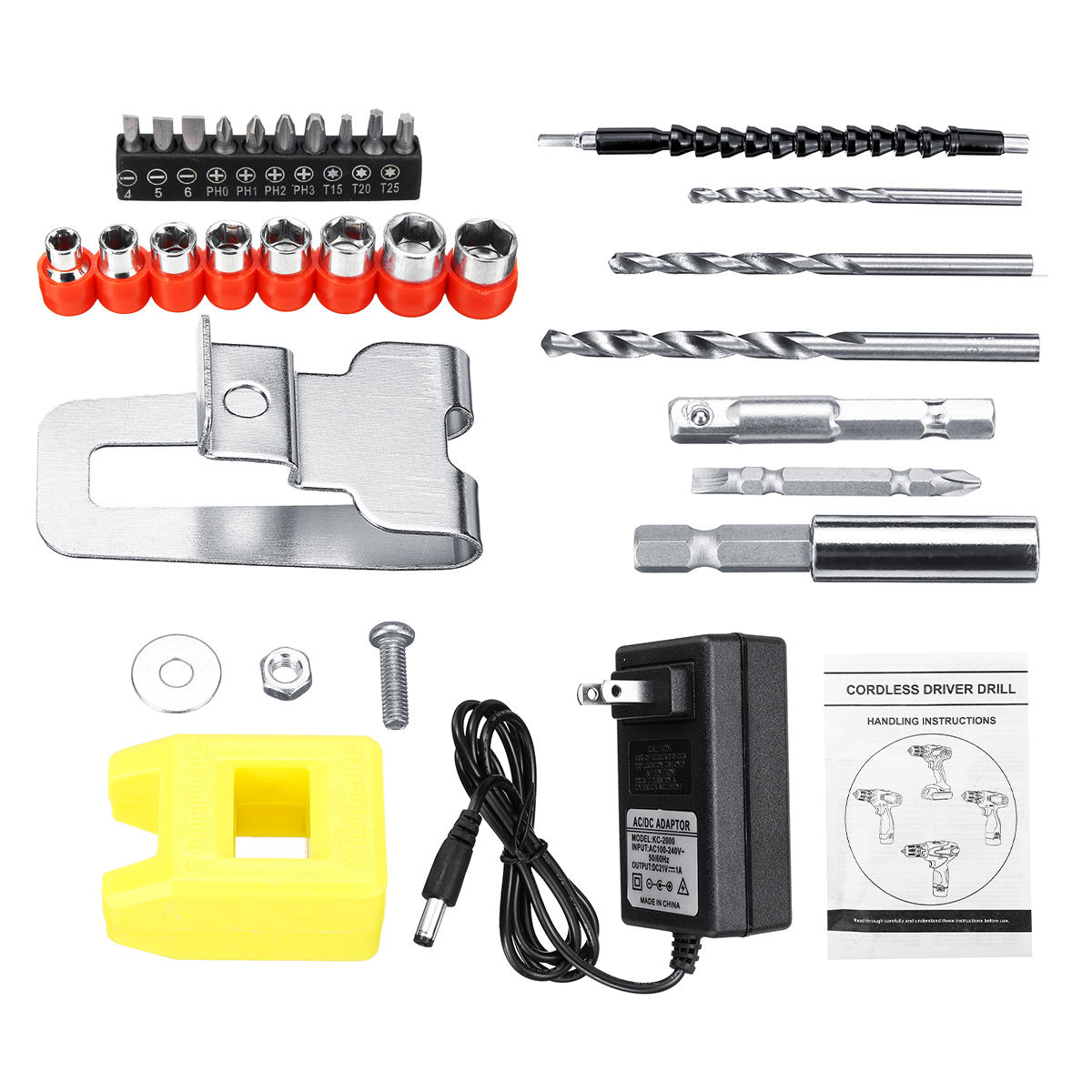 21v 2-speed elektrische draadloze boormachines kit 3/8 schroevendraaier met 1 of 2 batterij