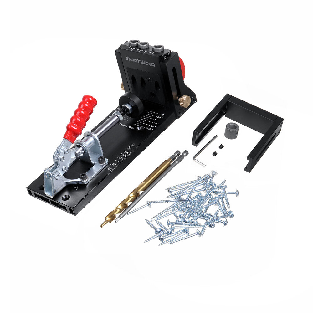 enjoywood xk4 pocket hole jig kit aluminium verstelbare houtbewerking boorgids voor schuine gaten met boor