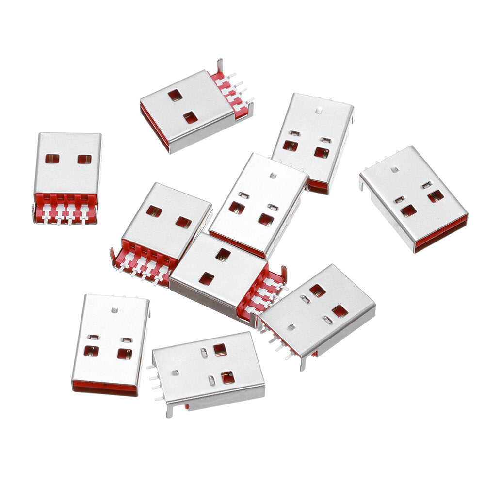 10 stuks positieve en negatieve plug usb 4 p board end mannelijke sink board smt dubbelzijdige plug twee rechte pin vaste plug board l = 18mm interface