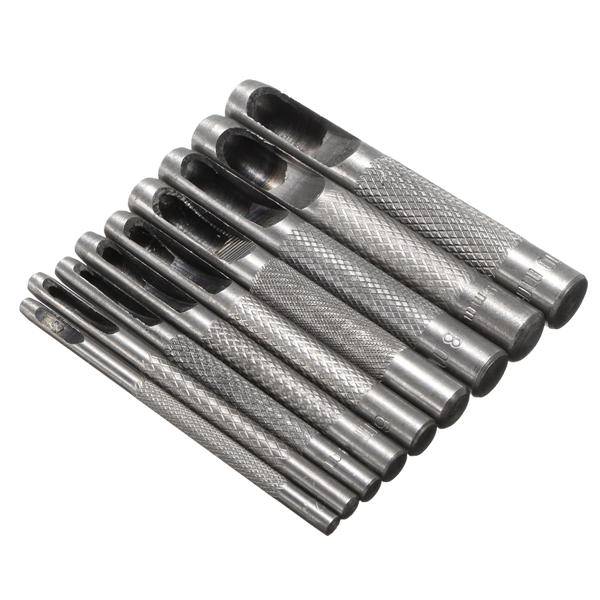 9 stuks 90mm koolstofstaal 9-vormige perforator ambachtelijke lederen dhz tool