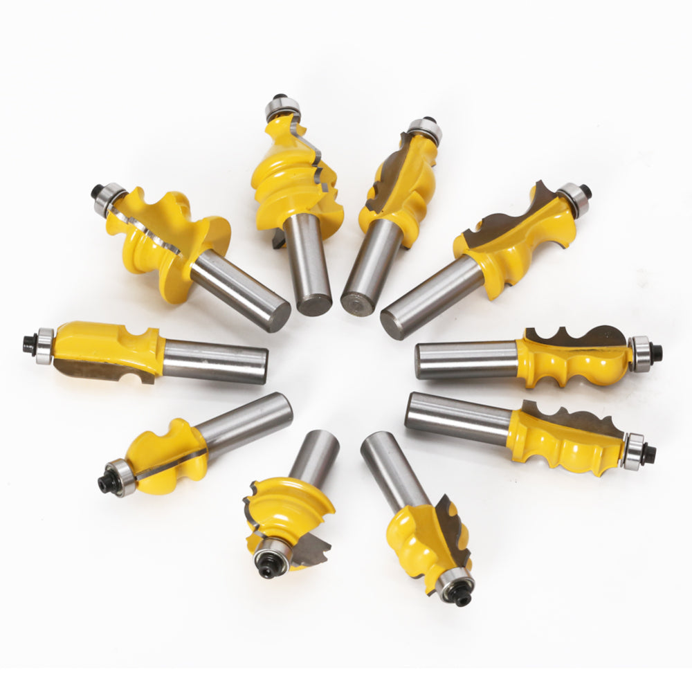 10 stuks 12mm schacht architectonische moulding leuning frezen set behuizing base cnc lijn houtbewerking snijders gezicht mill