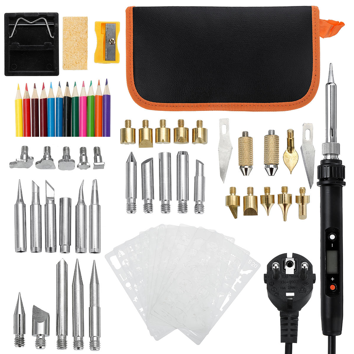 65 stuks 60 w elektrische soldeerbout tool kit houtgestookte pen carft pyrography lassen tips: