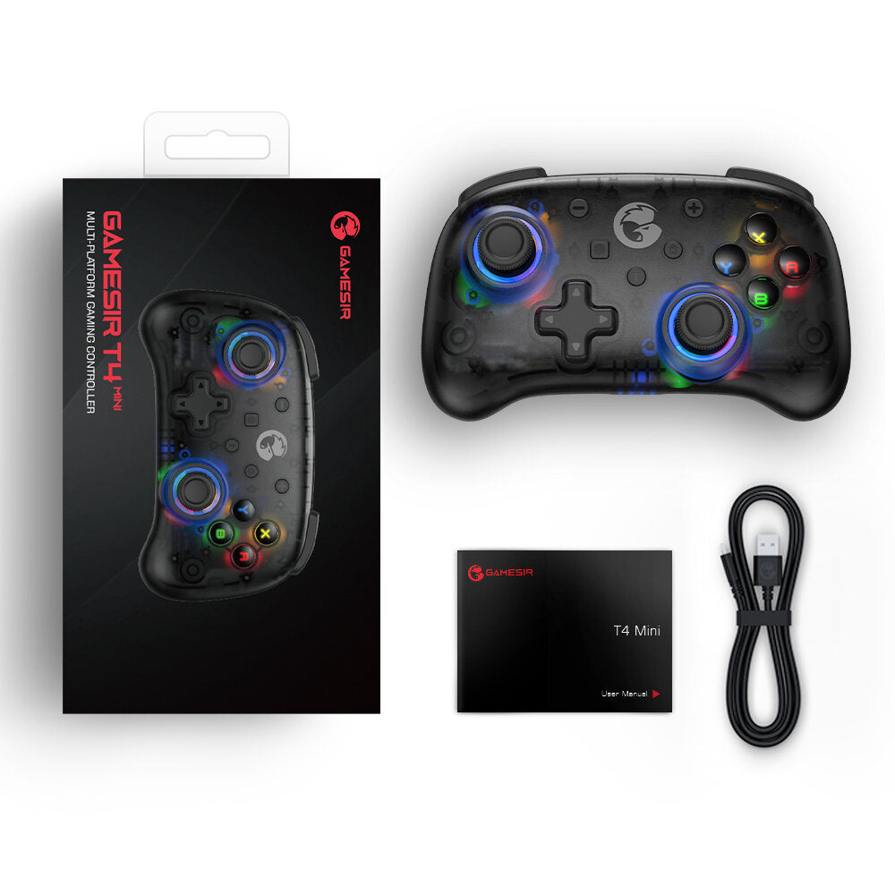gamesir t4 mini wireless wired bluetooth rgb light game controller gamepad met turbo voor switch android voor ios windows