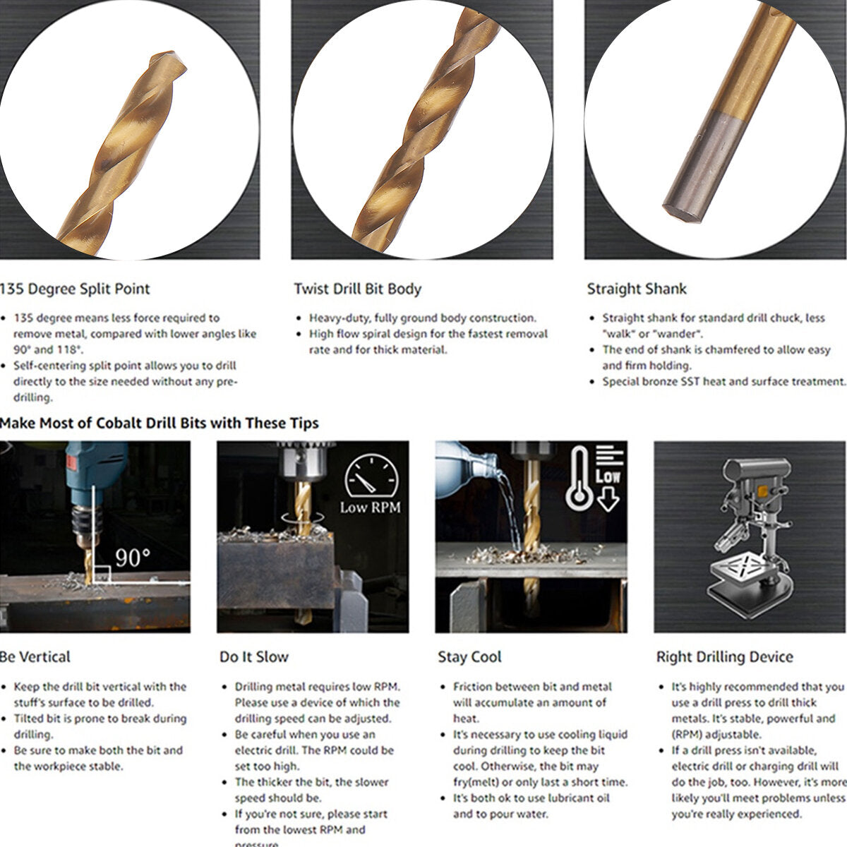 19 stuks spiraalboor set hss titanium coated boor metaal houtbewerking boor 1.0 ~ 10mm boren power tools