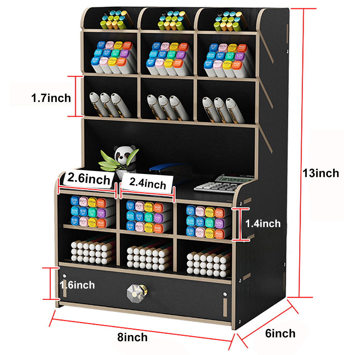 pennenhouder houten potloodopslaghouder studie home office case rack lade