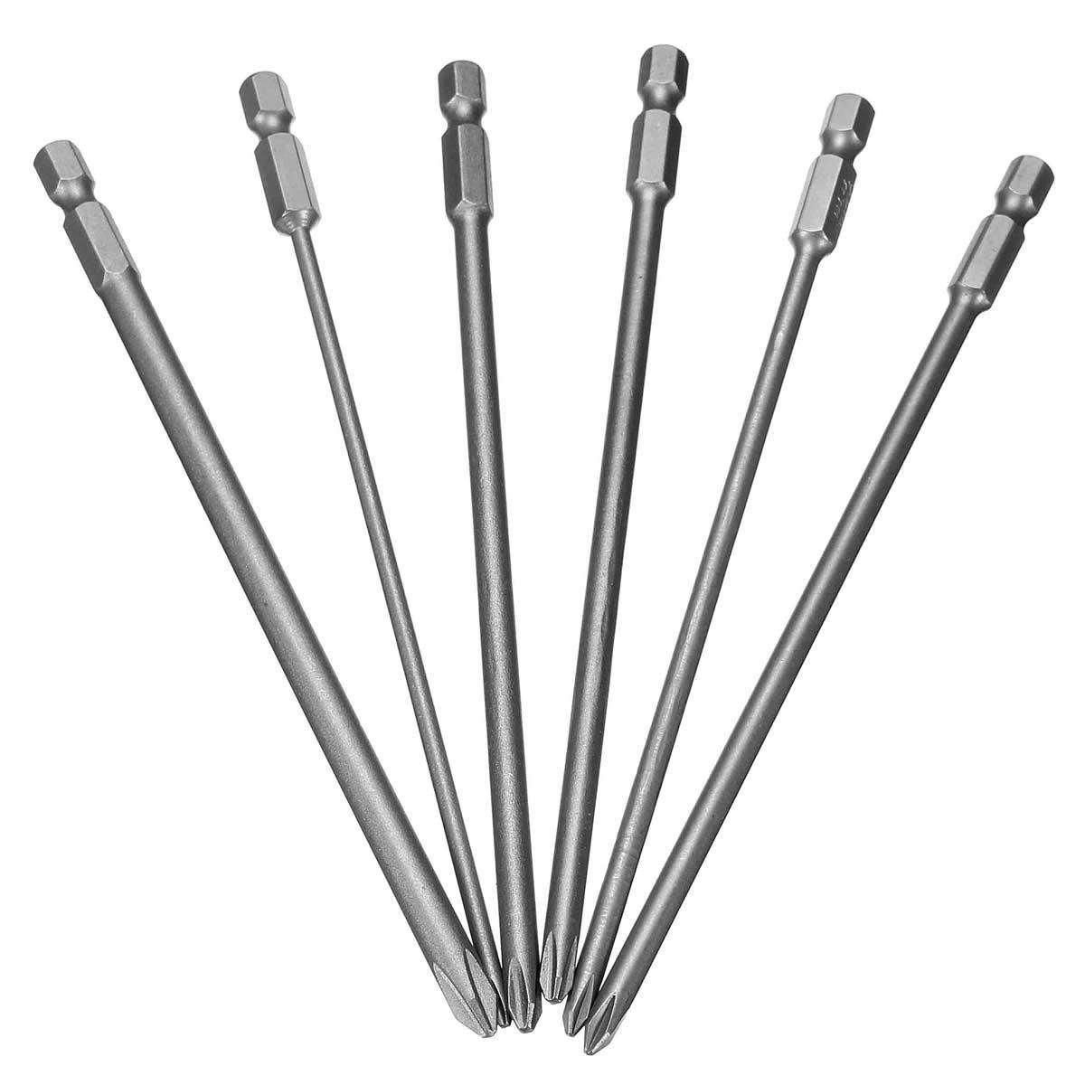 12 stuks 150 mm lange schroevendraaierbits 1/4 inch zeskantschacht magnetische kruiskopschroevendraaierbitset
