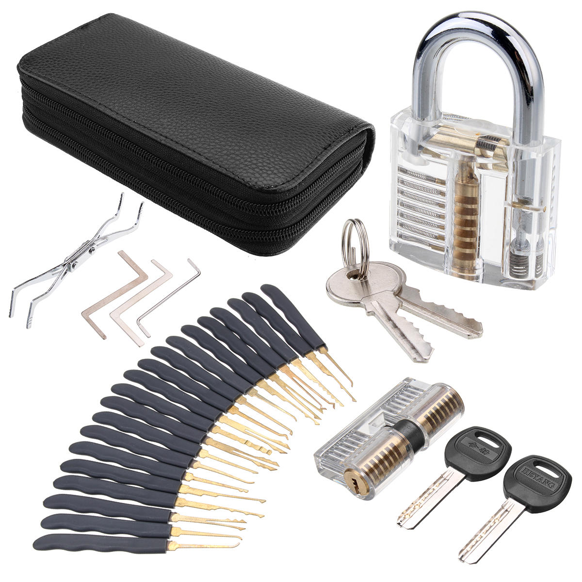 24-delige lock picks training tool transparante oefenhangslot set slotenmaker tool