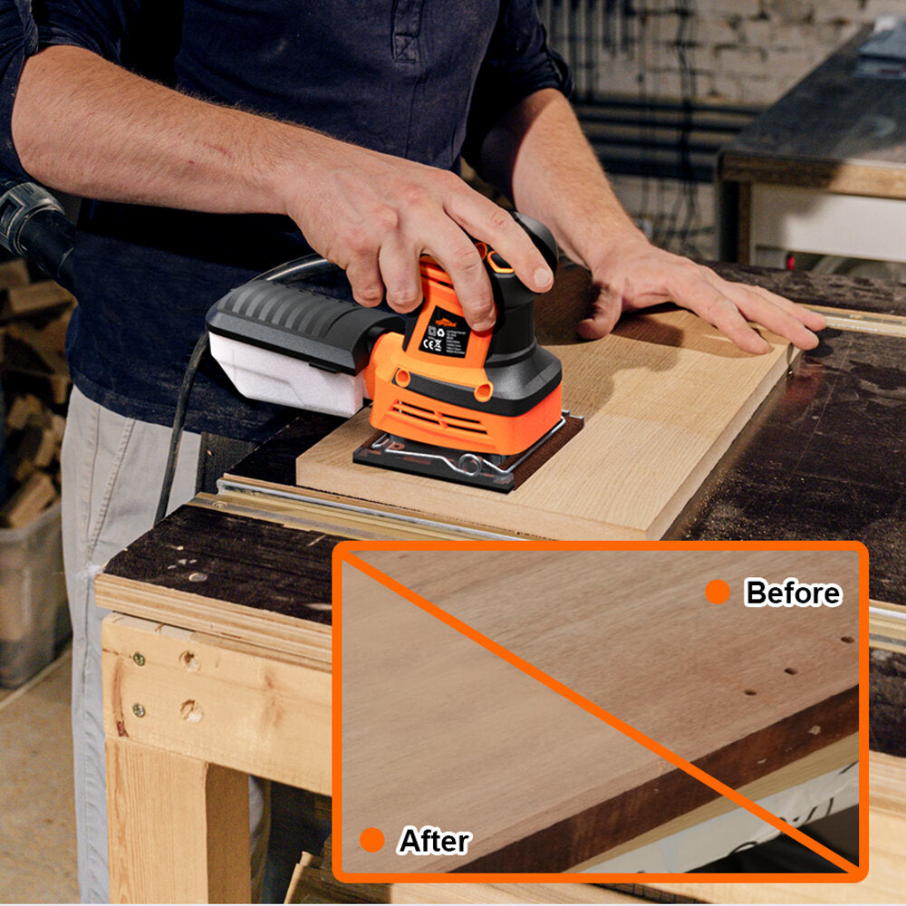 ts-sd6 260 w elektrische palmschuurmachine handschuurmachine met 20 stuks schuurpapier handheld sander stofopvangbox eu/us plug