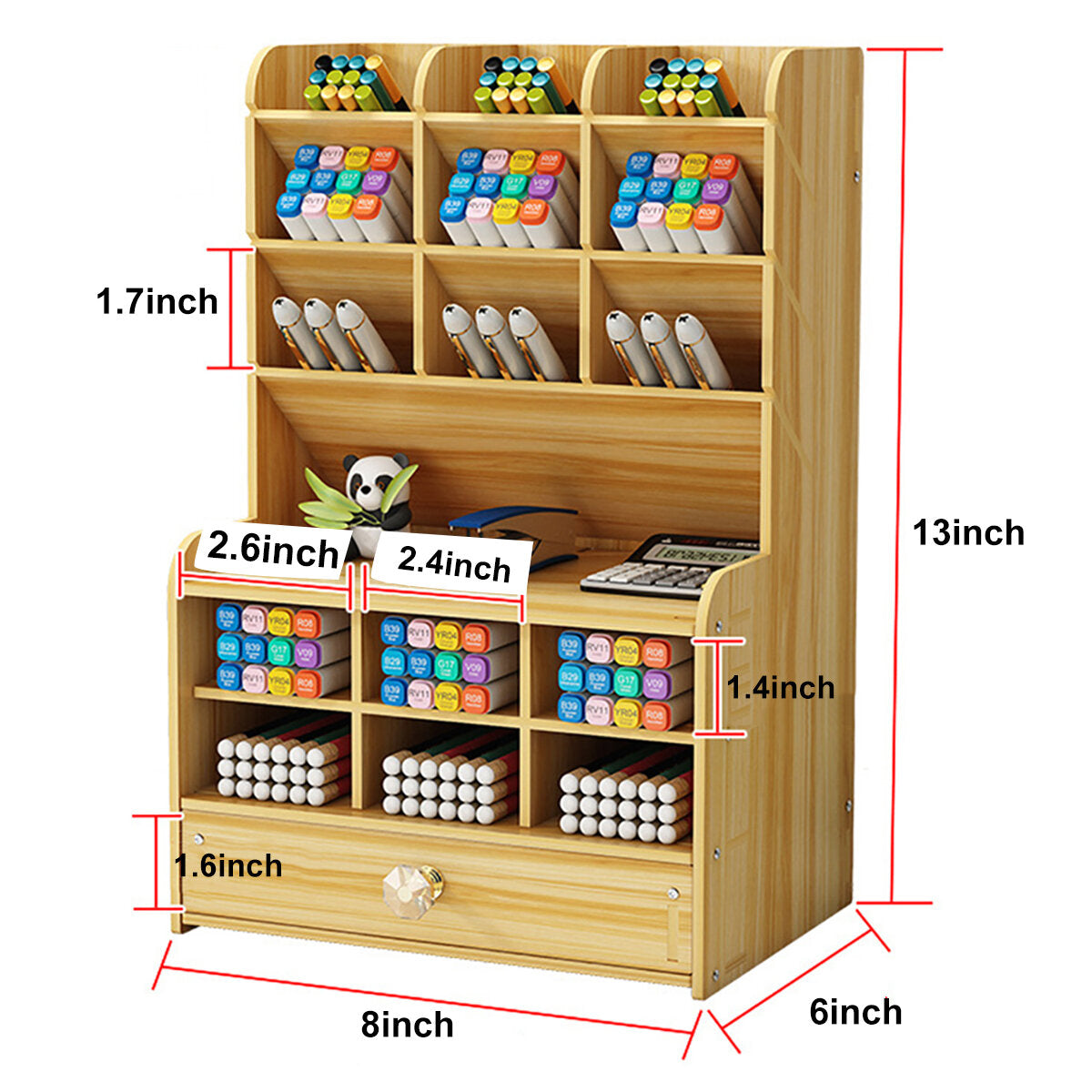 pennenhouder houten potloodopslaghouder studie home office case rack lade