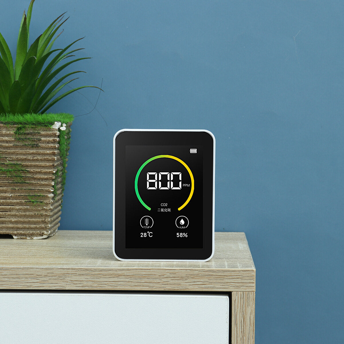 gas co2 sensor detector luchtkwaliteit monitor analyzer w / temperatuur vochtigheid display