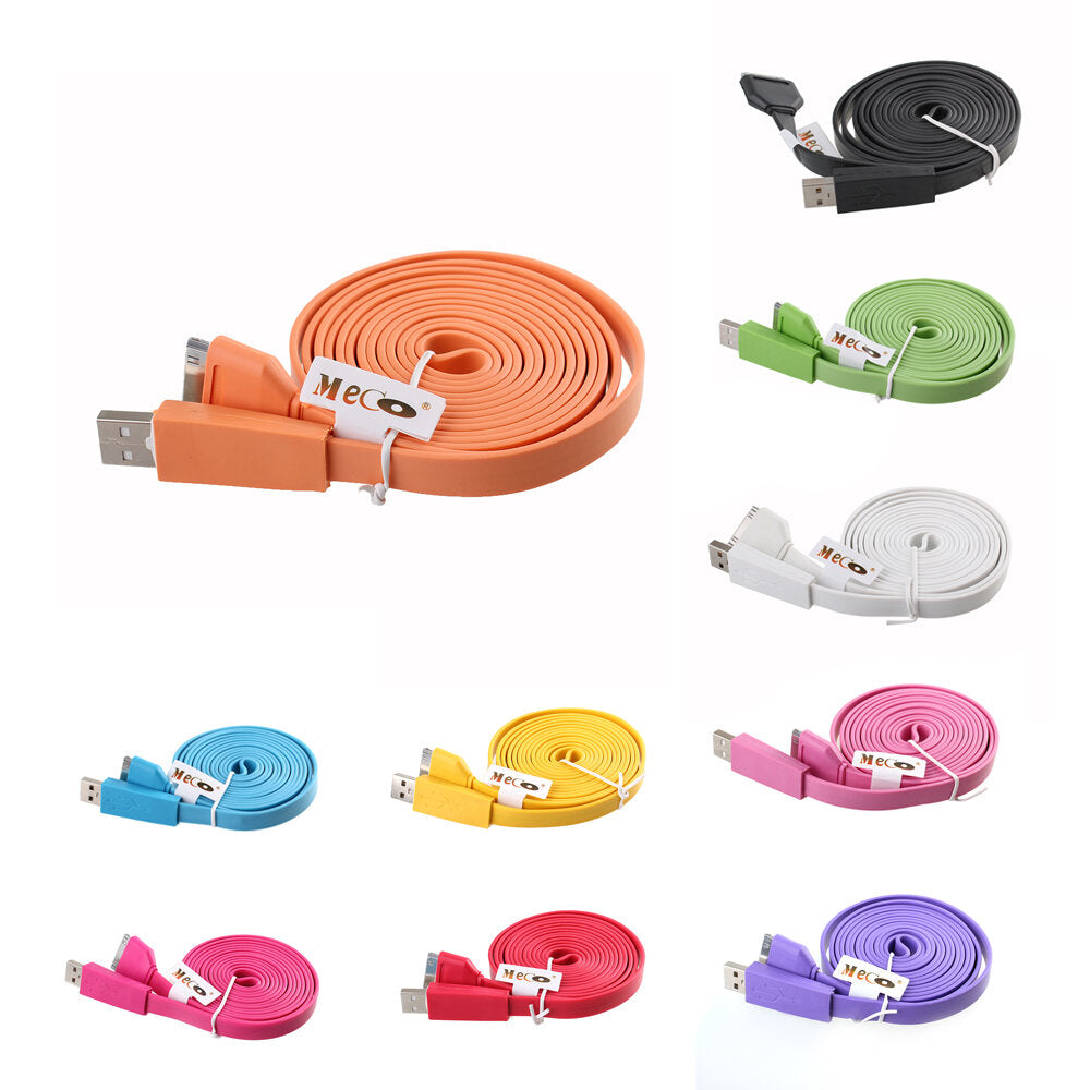 2m usb platte noodle kabel voor i phone 4 4s 1pod en 1pad 2/3 datakabel oplaadsnoer