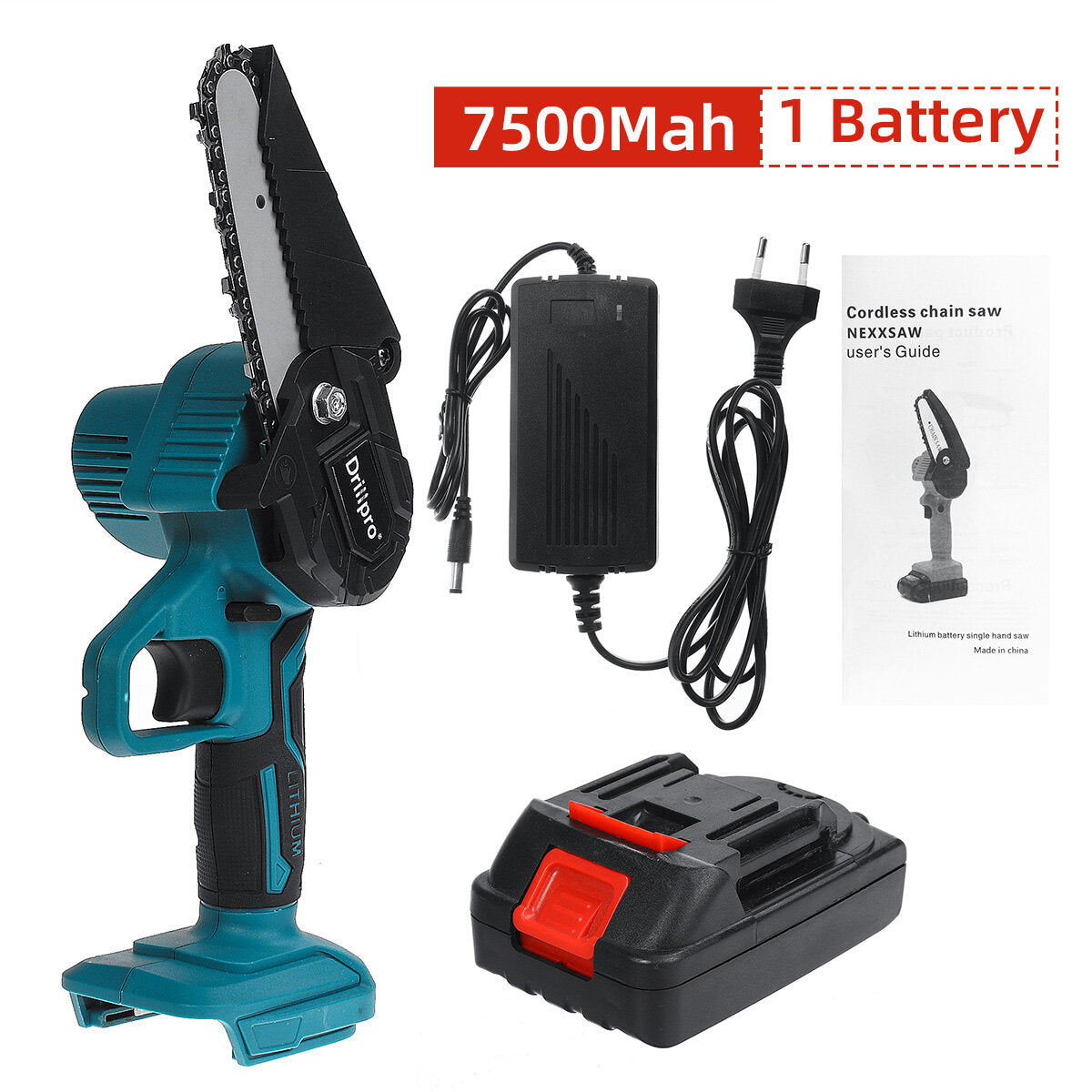 4 inch elektrische kettingzaag mini draadloze 550 w eenhandige zaag houtbewerking houtsnijder w / 1 st of 2 stuks batterij voor makita