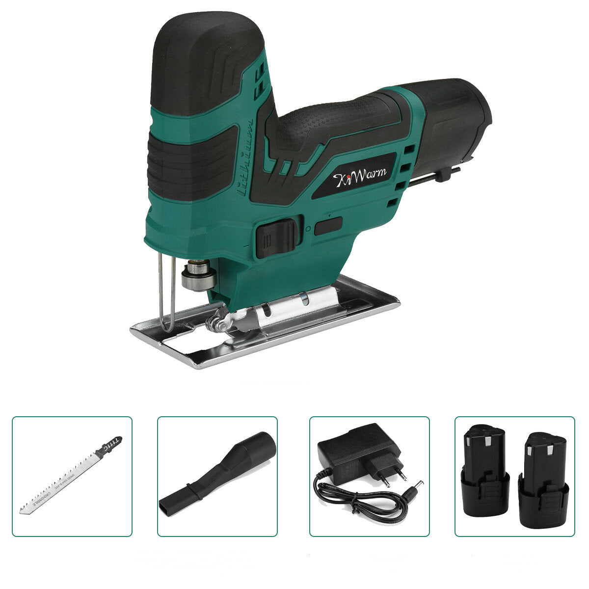 kiwarm 12v draagbare elektrische zaag snoeien decoupeerzaag oplaadbare houtbewerking power tools hout cutter w/1 pc/2 stuks batterij eu plug