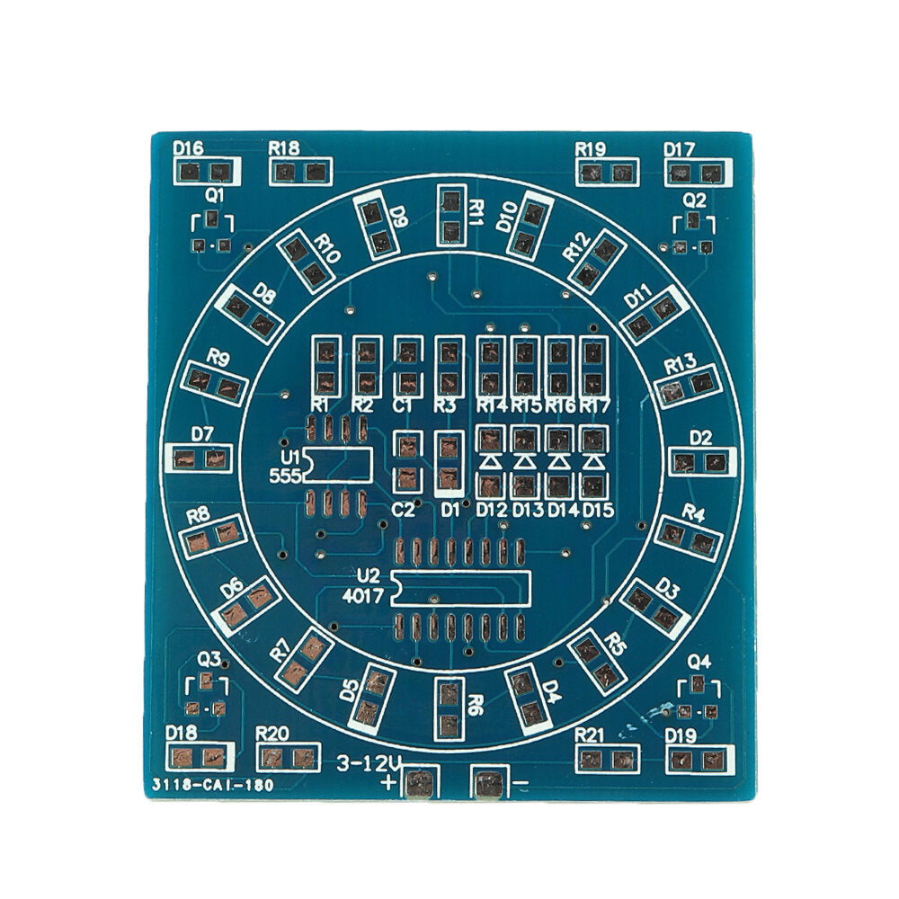 dhz smd component soldering practice board mini pcb roterende led flash kit