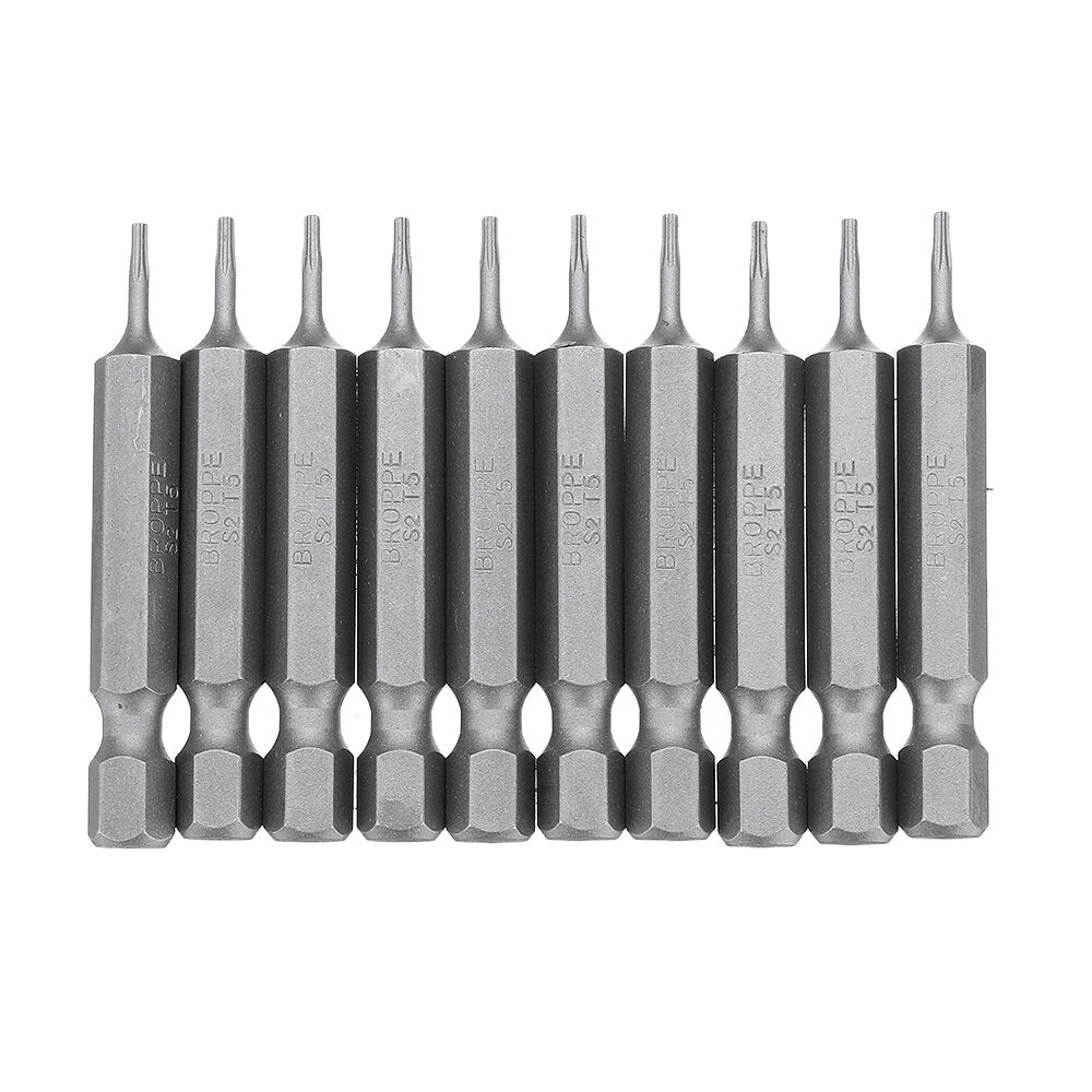 10 stuks magnetische torx schroevendraaier bits t5/t6/t7/t8/t9/t10/t15/t20/t25/t27/t30/t40 1/4 inch hex schacht schroevendraaier set voor bosch