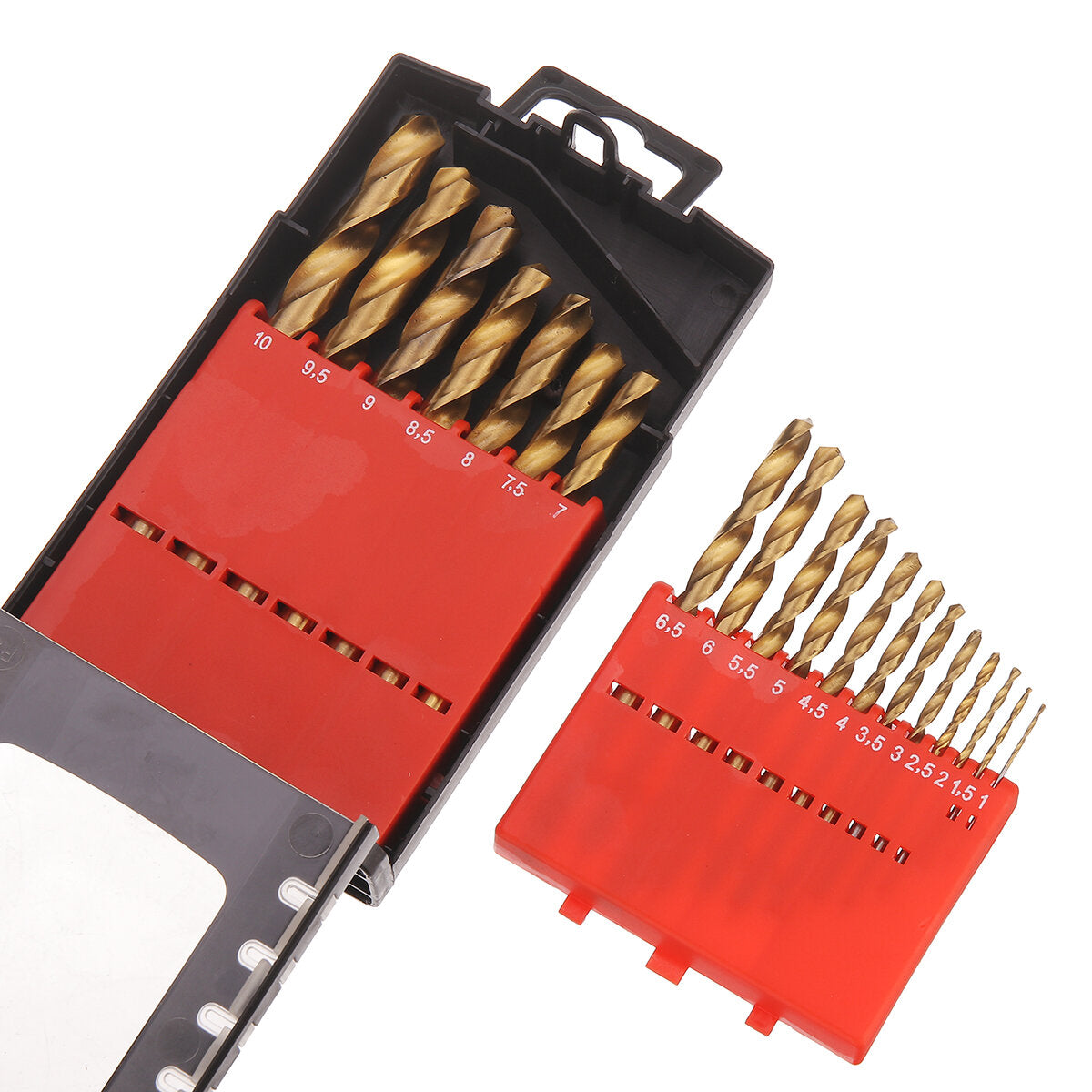 19 stuks spiraalboor set hss titanium coated boor metaal houtbewerking boor 1.0 ~ 10mm boren power tools