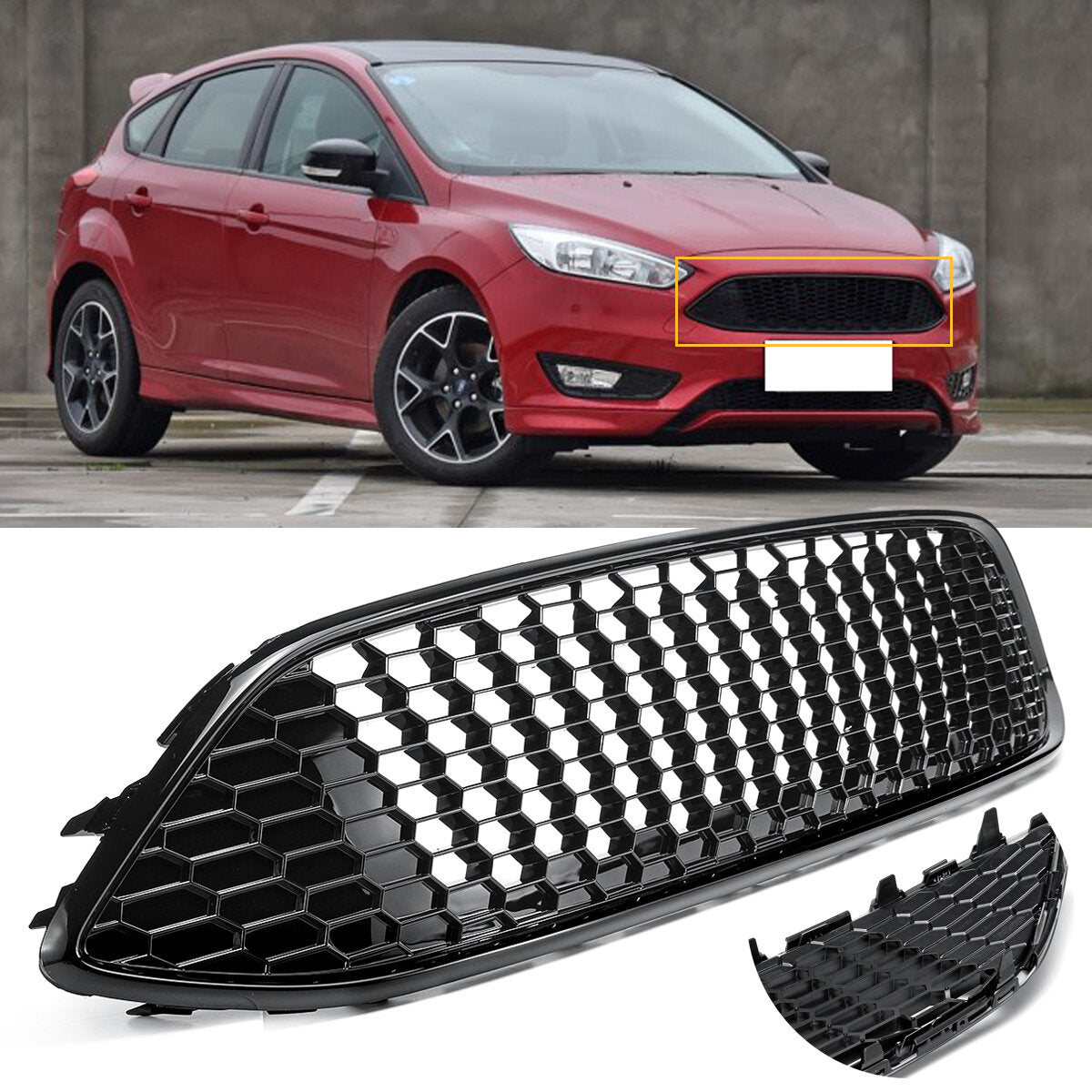 front radiator center meshed grille panel bumper cover auto grill voor ford focus mk3