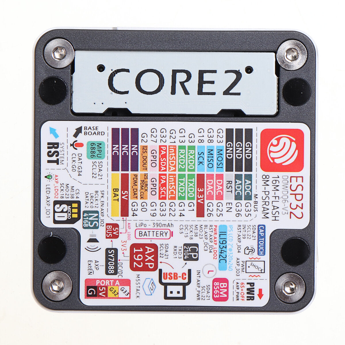 m5stack core2 esp32 met touch screen development board kit wifi bluetooth grafische programmering wifi ble iot m5stack voor arduino - producten die werken met officiële arduino-boards