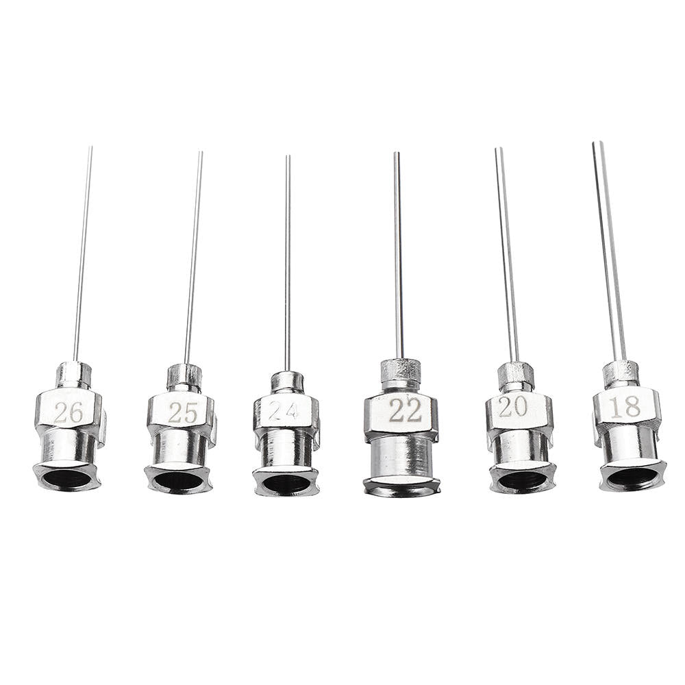 12 stuks / set 1 inch rvs blunt tip doseernaald luer lock voor spuit navullen en meten vloeistof industriële lijm applicator