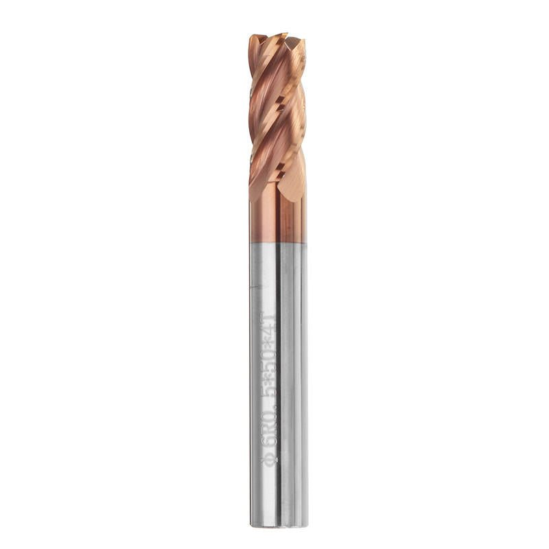 hrc58 ronde neus 4 fluiten freesfrees 2r0.2-6r0.5 altin-coating cnc freesfrees
