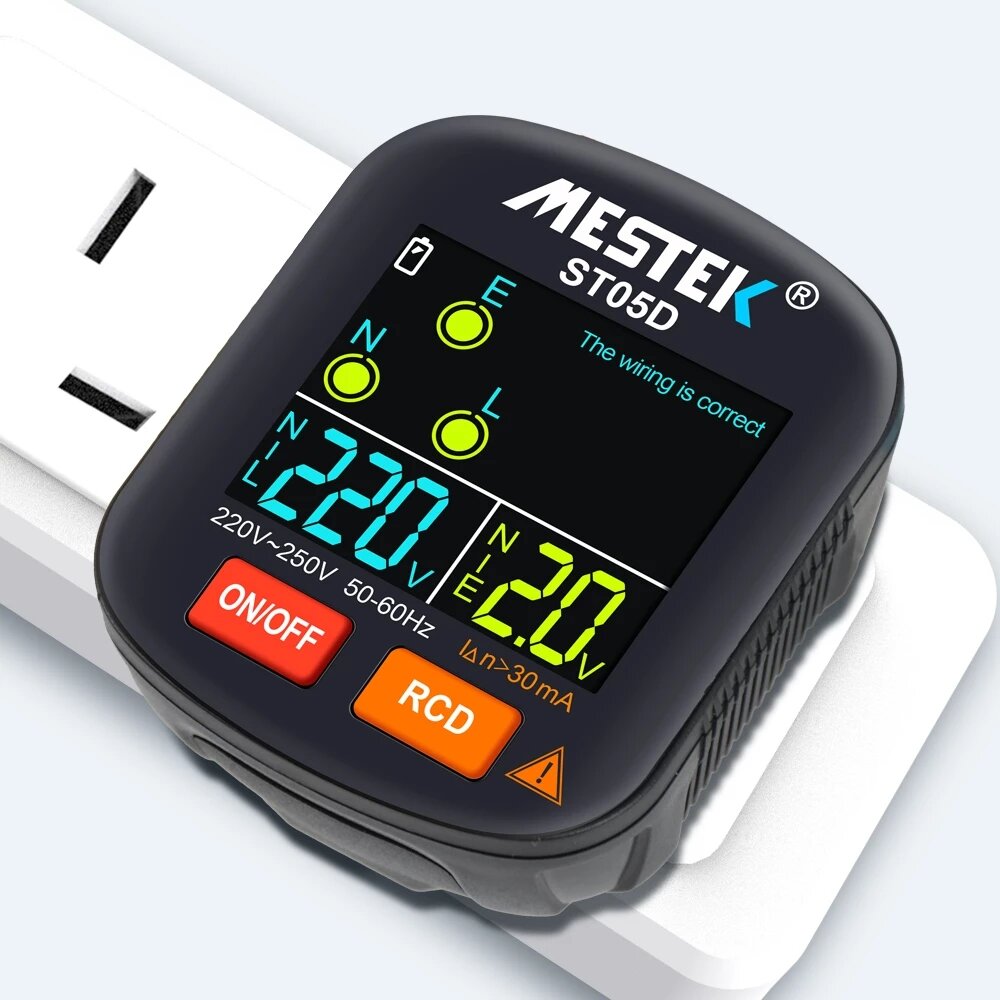 mestek socket-tester detector bedrading elektroscoop elektrische stekker kleurenscherm rcd veiligheidstest elektrische tester thuis socket-tester