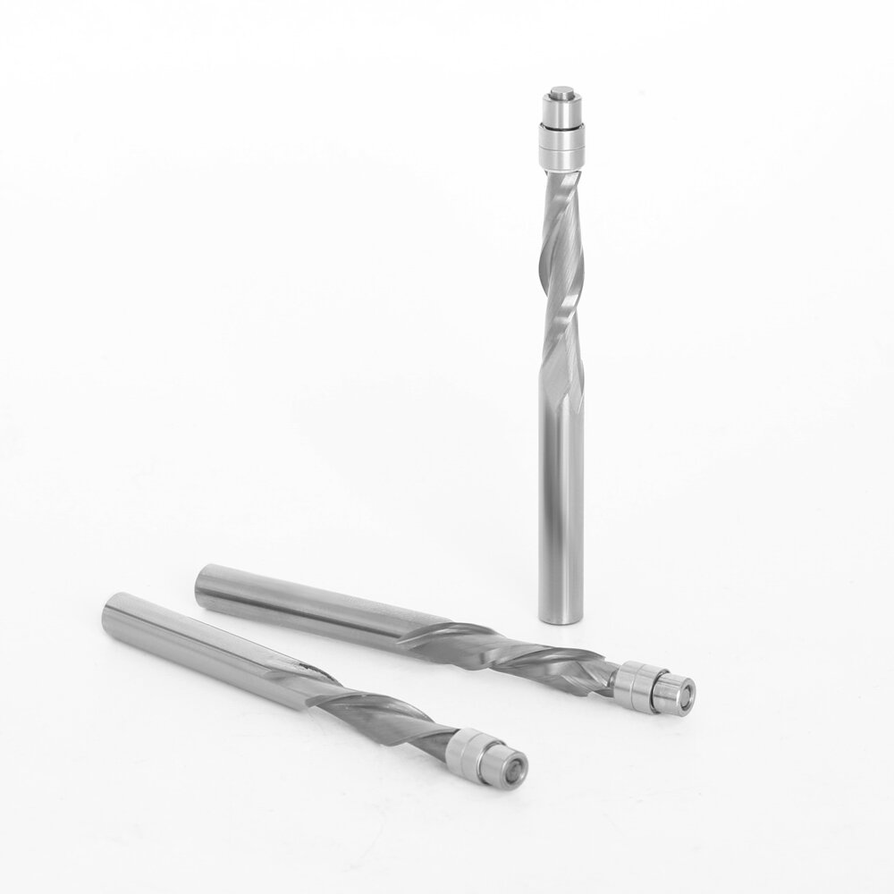 lavie 1 pc 6.35mm schacht vhm lager geleide twee fluit flush trim frezen houtbewerking frezen frees