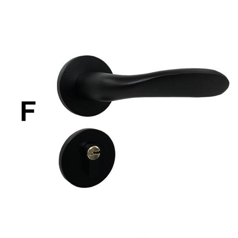 matzwart aluminium deurslot mechanische binnendeurhendel cilinderslot hendel klink home security mute locker met sleutels nieuwe woonaccessoires