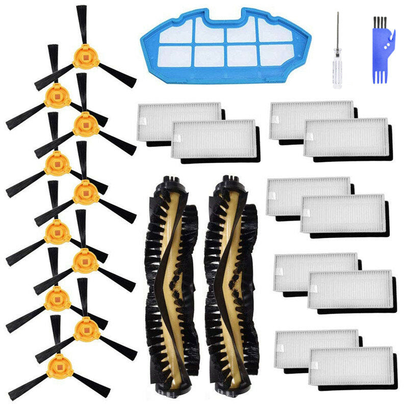 25 stuks vervangingen voor ecovacs deebot n79 n79s stofzuiger onderdelen accessoires hoofdborstels * 2 zijborstels * 10 hepa-filters * 10 primair filter * 1 reinigingsgereedschap * 1 schroevendraaier * 1 [niet-origineel]