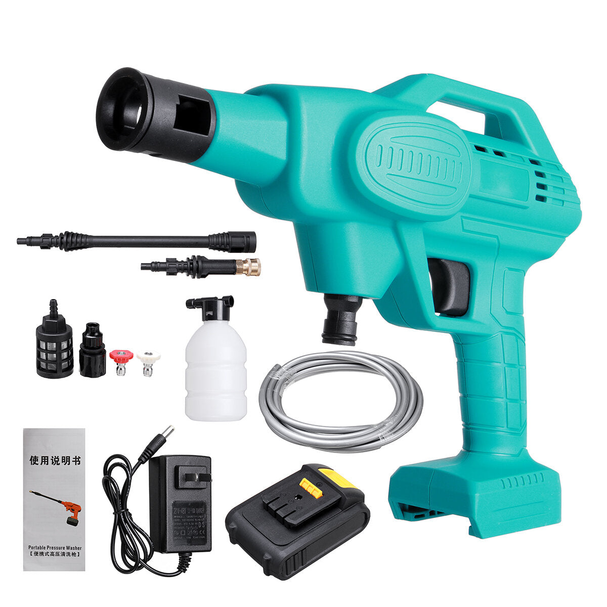 21v hogedrukreiniger draadloze elektrische auto wasmachine auto wassen spuitpistolen w/geen/1/2 batterij voor auto huis tuin magazijnen