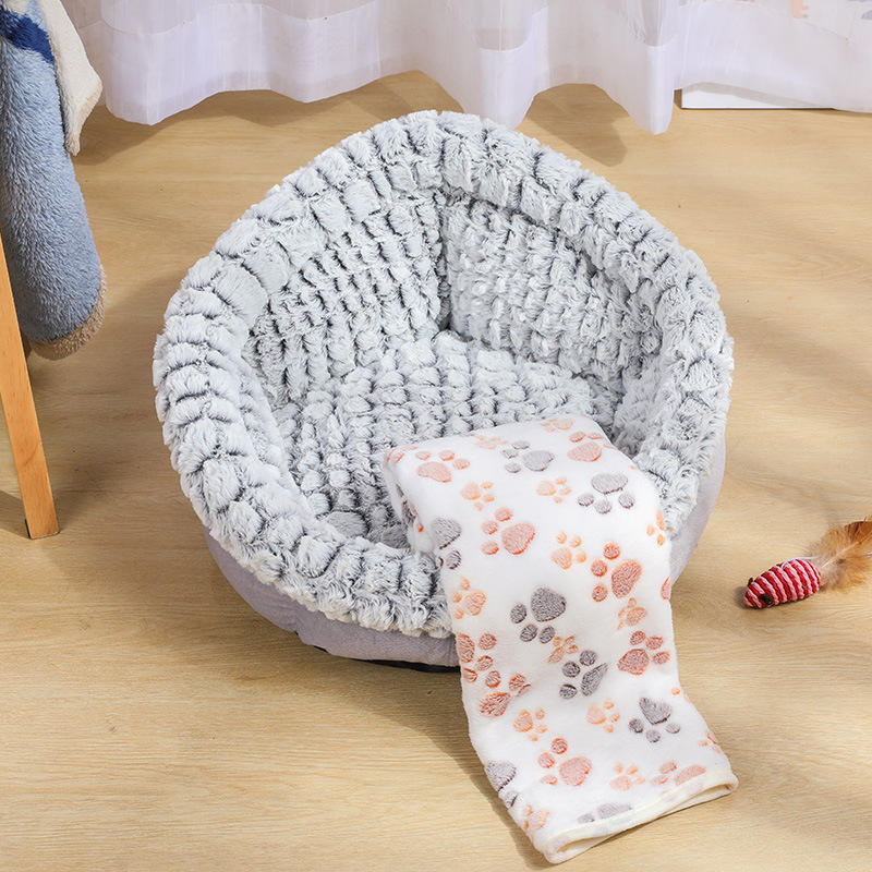 pet cat bed super soft warm round super cute dog nest kennel